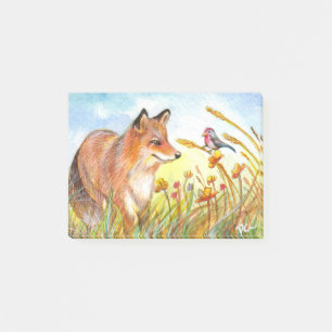Fox And Bird In The Field Post-it Notes