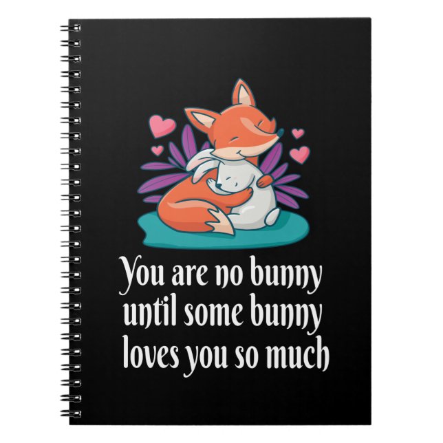 Fox And Bunny Couple Love Peace Friends Notebook (Front)