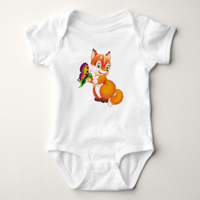 fox and butterfly baby bodysuit (Front)