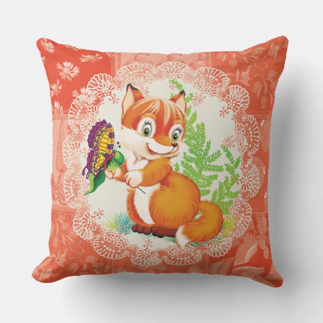 fox and butterfly cushion (Front)