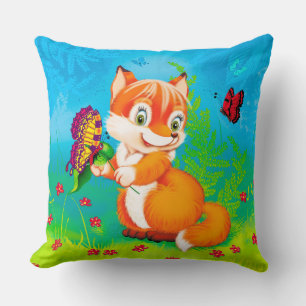 fox and butterfly cushion