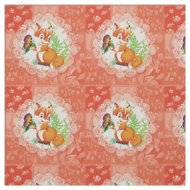 fox and butterfly fabric (Swatch)