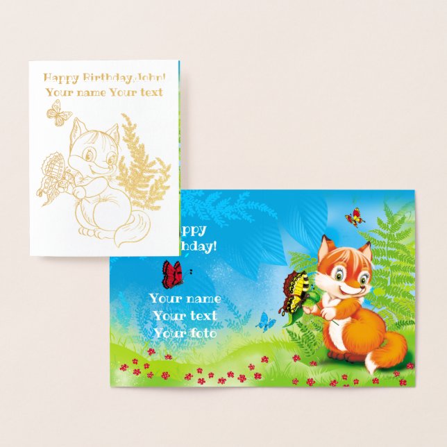 fox and butterfly foil card (Display)