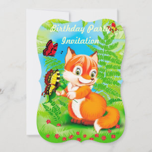 fox and butterfly invitation