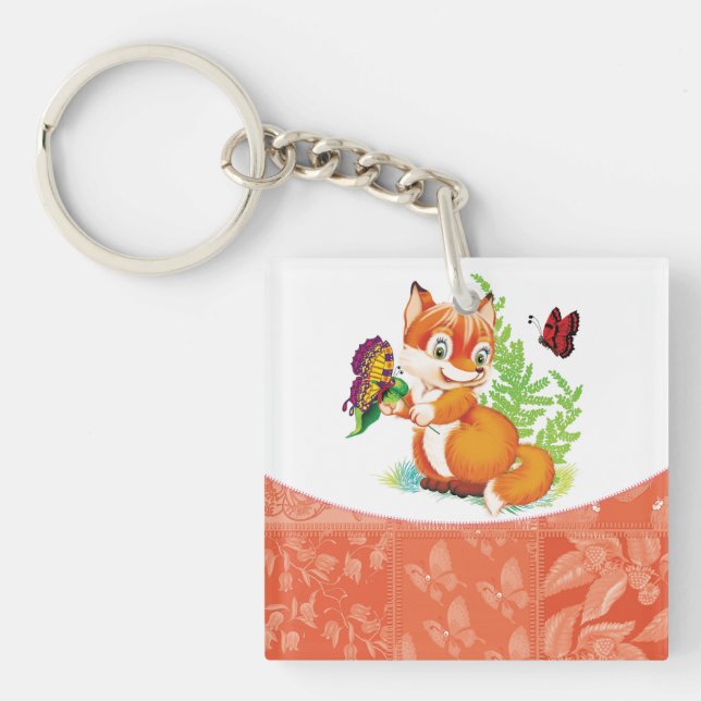 fox and butterfly key ring (Front)