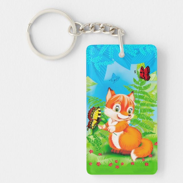 fox and butterfly key ring (Front)