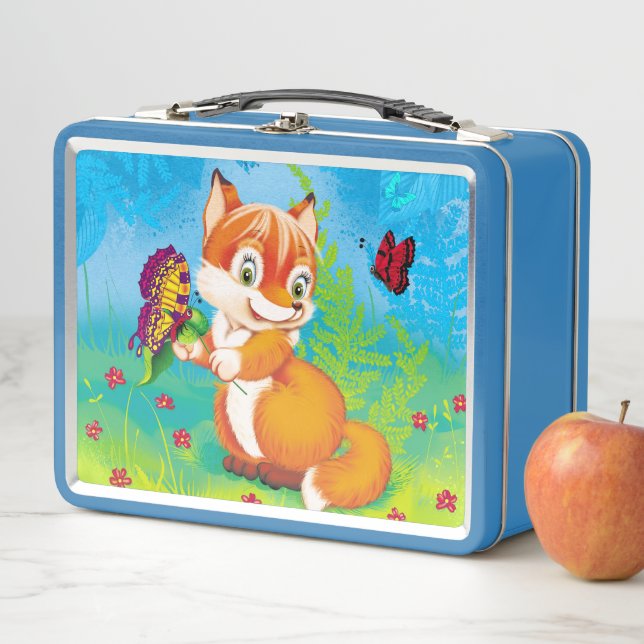 fox and butterfly metal lunch box (In Situ)