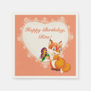 fox and butterfly napkin