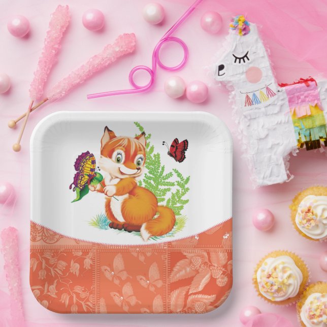 fox and butterfly paper plate (Party)