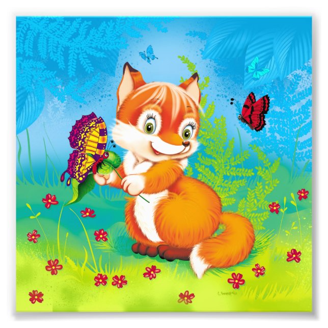 fox and butterfly photo print (Front)