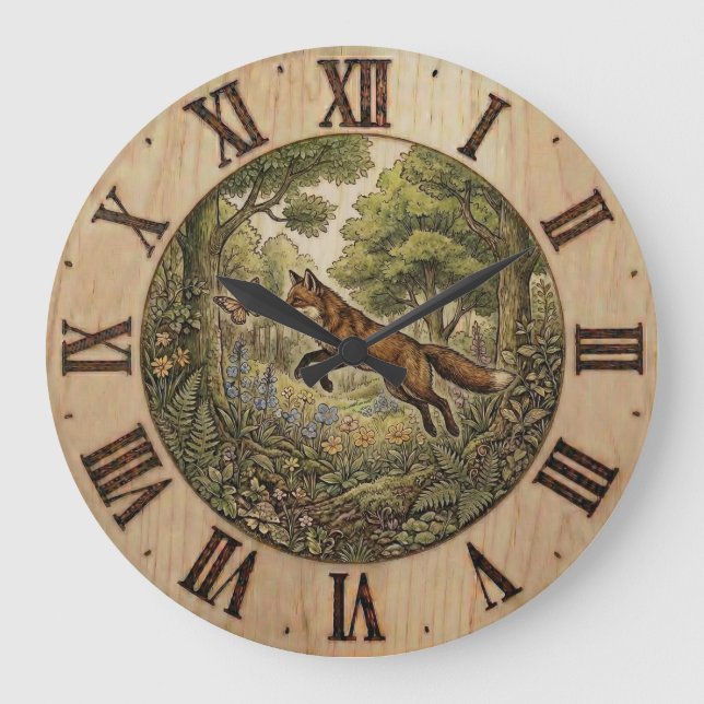 Fox and Butterfly- Wall Clock (Front)