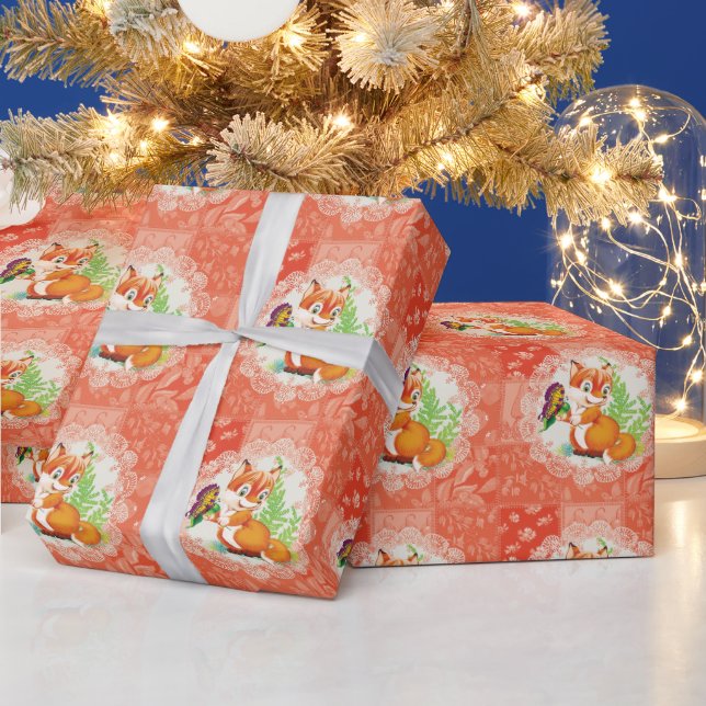 fox and butterfly wrapping paper (Holidays)
