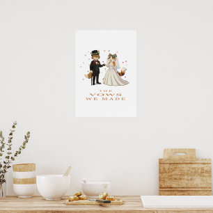 Fox and Cat Wedding Day Illustration Poster