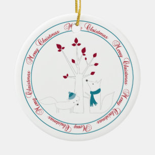 Fox and Christmas Tree From Our House to Yours Ceramic Ornament