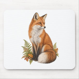 Fox and Ferns for a Peaceful Woodland Desk Mouse Pad