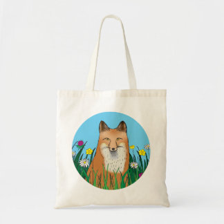 Fox and Flowers Tote Bag