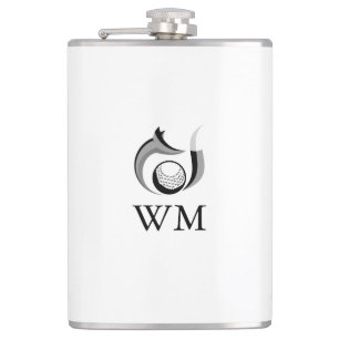 Fox And Golf Ball Personalised Monogram Hip Flask