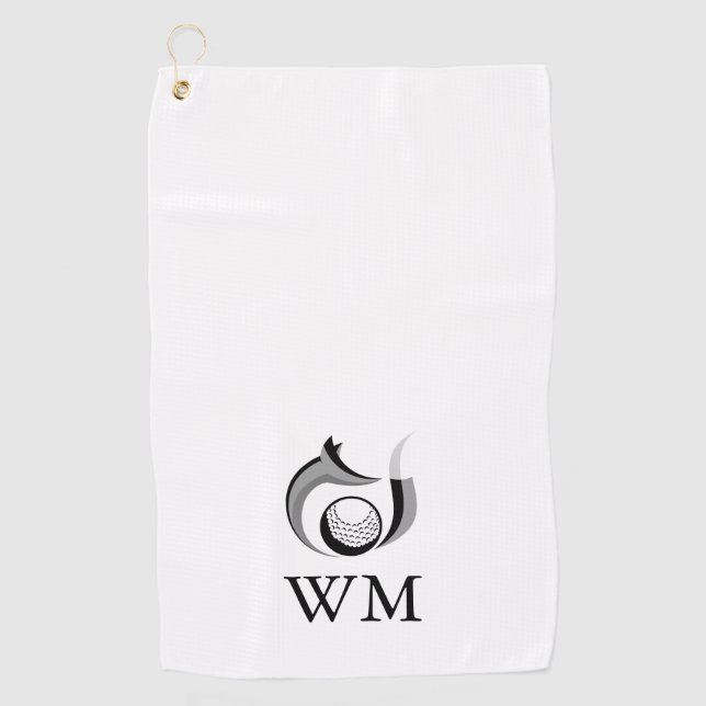 Fox And Golf Ball Personalised Monogram Towel (Front)