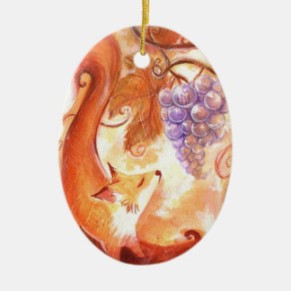 Fox and Grapes Ceramic Ornament