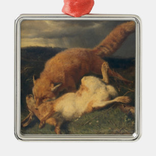 Fox and Hare, 1866 Metal Tree Decoration