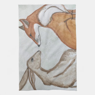 Fox and Hare Tea Towel / Kitchen Towel