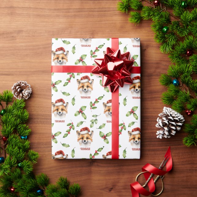 Fox and Holly Personalised Gift Wrap (Holiday Gift)
