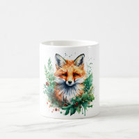 Fox and Holly with Red Berries