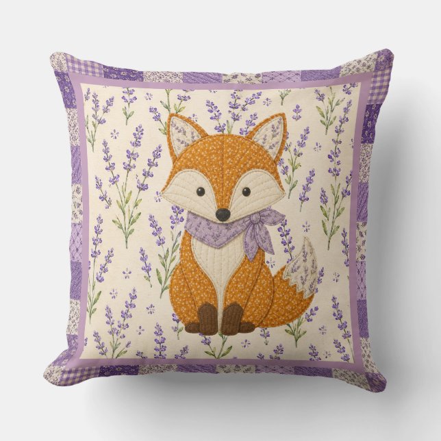 Fox and Lavender  Cushion (Front)