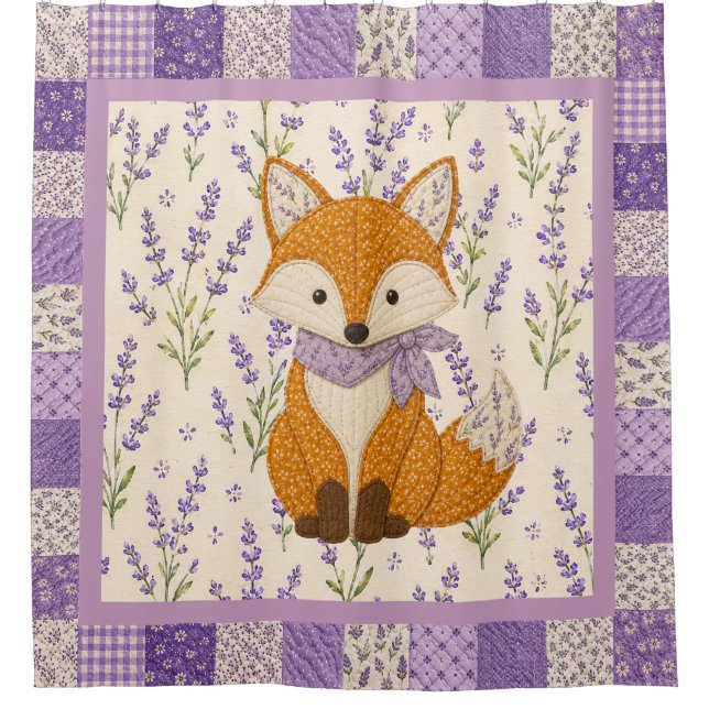 Fox and Lavender  Shower Curtain (Front)