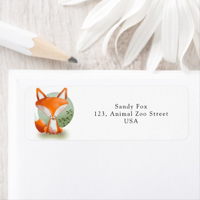Fox and mooning return address label (Insitu)