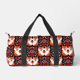 Fox And Nature Nordic Folk Art Duffle Bag