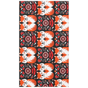 Fox And Nature Nordic Folk Art Tablecloth