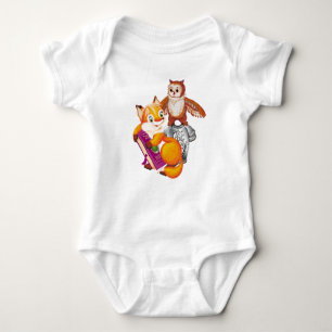 fox and owl baby bodysuit