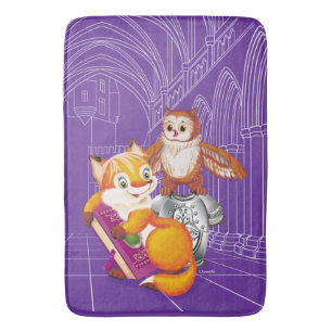 fox and owl bath mat