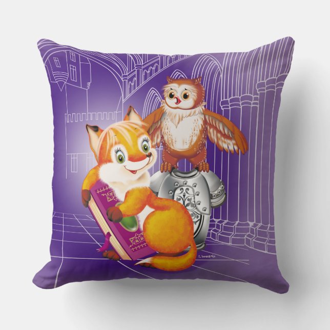 fox and owl cushion (Front)