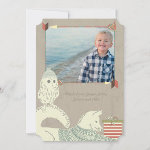 Fox and Owl Forest Christmas with Your Photo Holiday Card