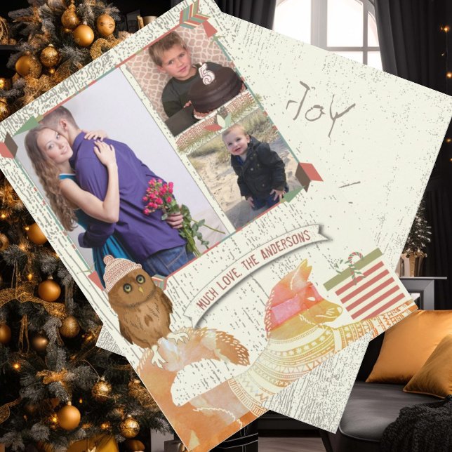 Fox and Owl Forest Christmas with Your Photo Holiday Card (Creator Uploaded)