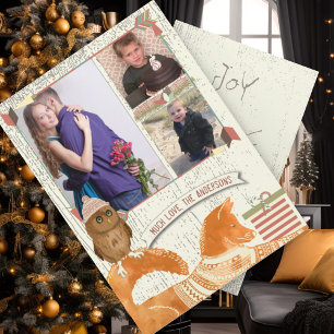 Fox and Owl Forest Christmas with Your Photo Holiday Card