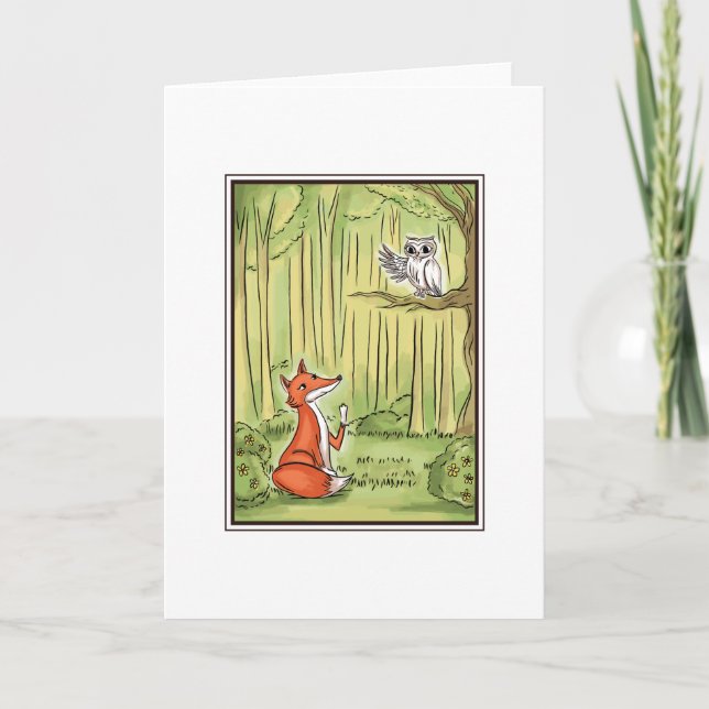 Fox and Owl in a Forest Card (Front)