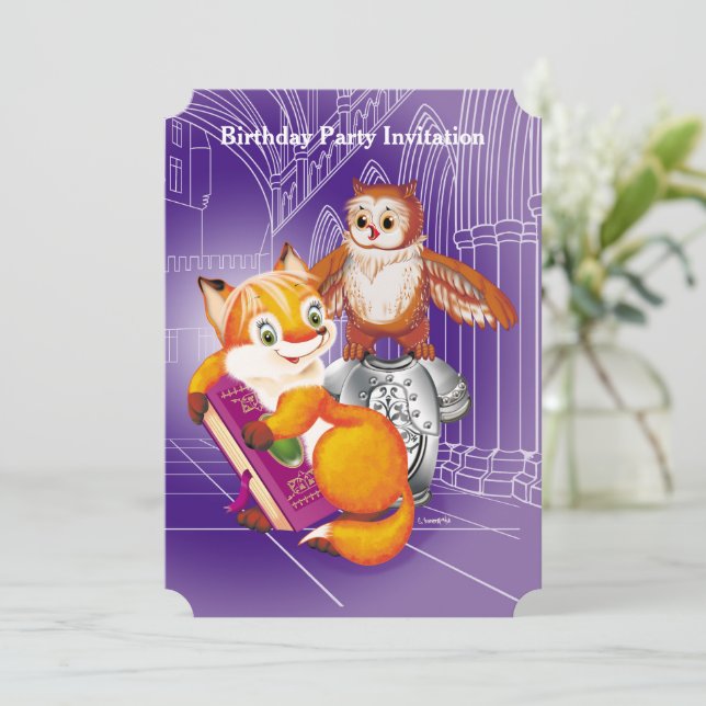 fox and owl invitation (Standing Front)