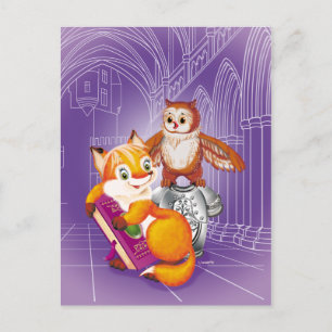 fox and owl postcard