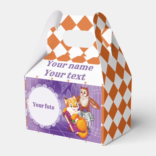 fox and owl  violet favour box (Front Side)