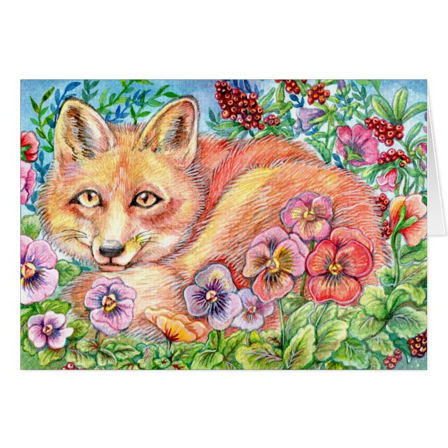 Fox and Pansies-b (Front Horizontal)