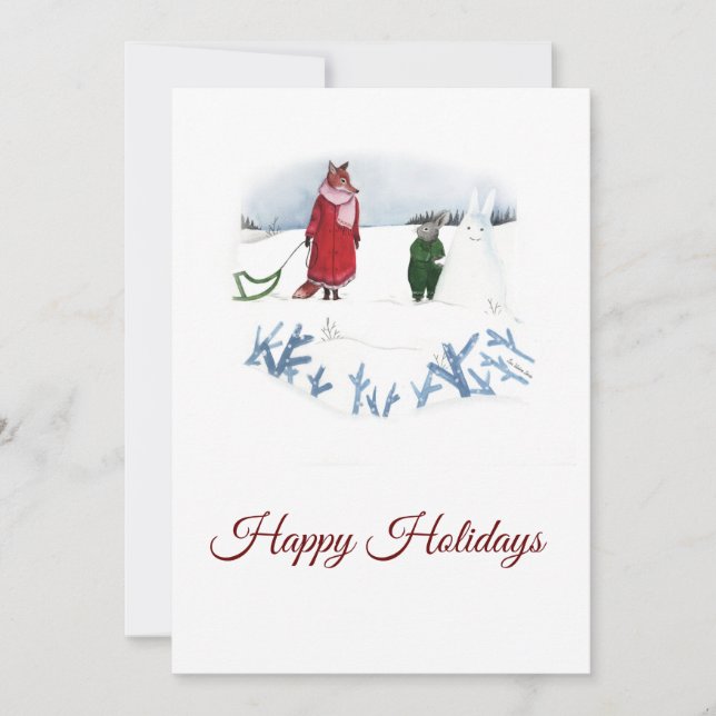 Fox And Rabbit Illustration Happy Holidays (Front)