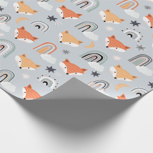 Fox and Rainbows  Wrapping Paper (Corner)