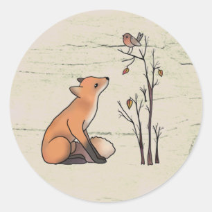 fox and robin classic round sticker