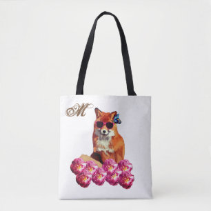 Fox and Roses Art Personalised Tote Bag