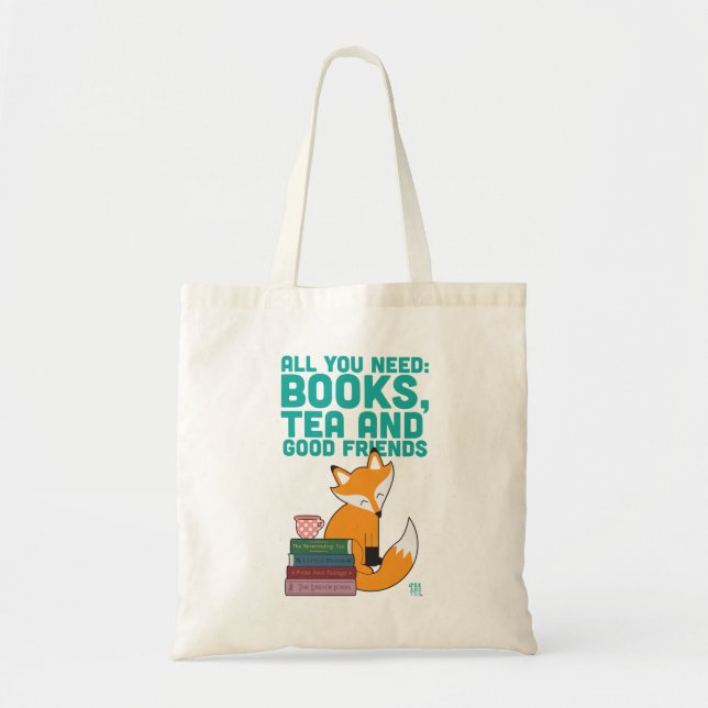 Fox And Tea Books&Friends Tote Bag (Front)