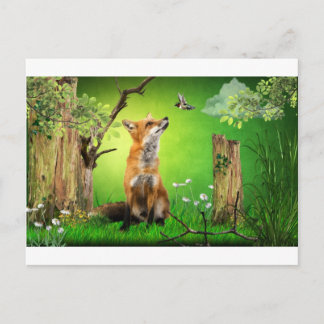 fox and the humming bird postcard