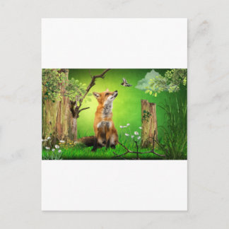 fox and the humming bird postcard